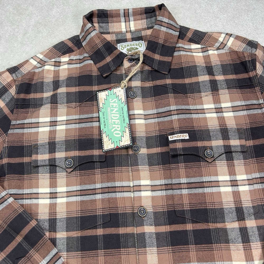 Sendero Provisions Co. Moab Flannel Shirt Men's Large Western Plaid Sawtooth